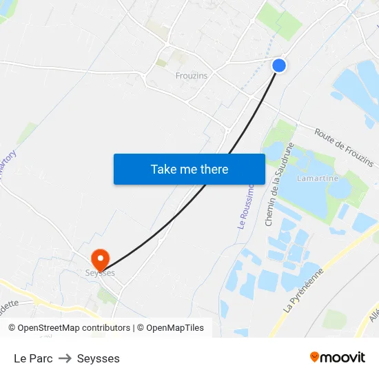 Le Parc to Seysses map