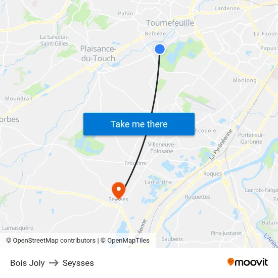 Bois Joly to Seysses map