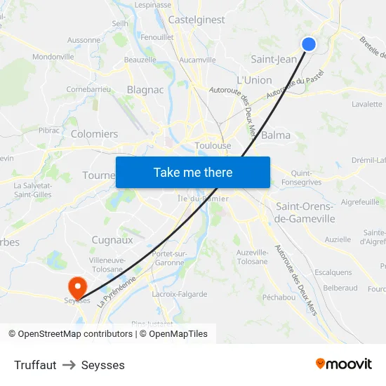Truffaut to Seysses map