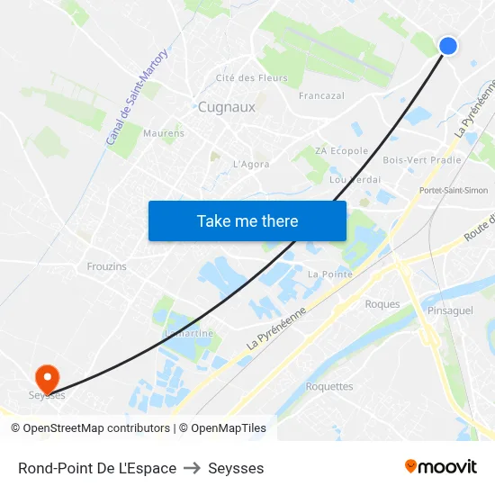 Rond-Point De L'Espace to Seysses map