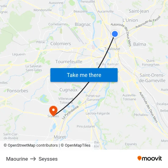 Maourine to Seysses map