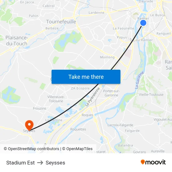Stadium Est to Seysses map