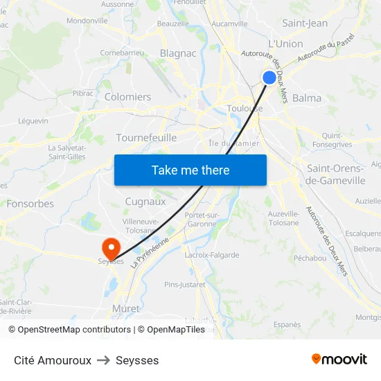 Cité Amouroux to Seysses map
