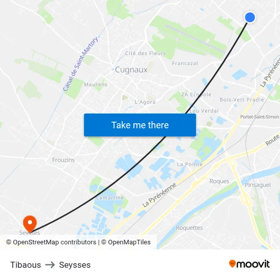 Tibaous to Seysses map