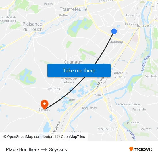 Place Bouillière to Seysses map