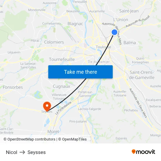 Nicol to Seysses map