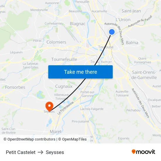 Petit Castelet to Seysses map