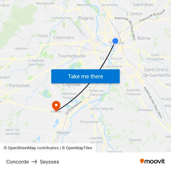 Concorde to Seysses map