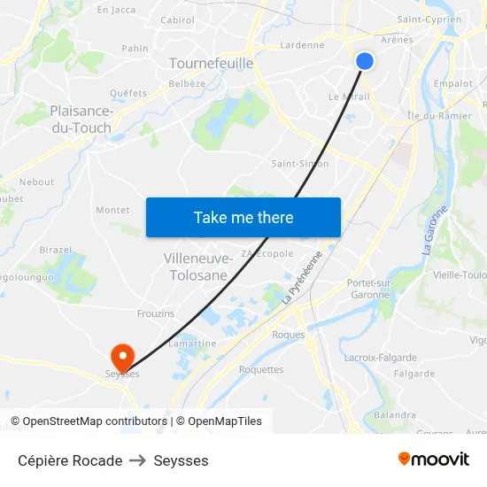 Cépière Rocade to Seysses map