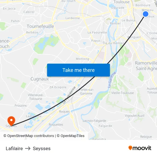 Lafilaire to Seysses map