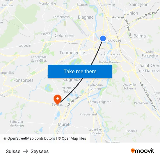 Suisse to Seysses map