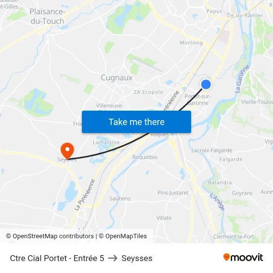 Ctre Cial Portet - Entrée 5 to Seysses map
