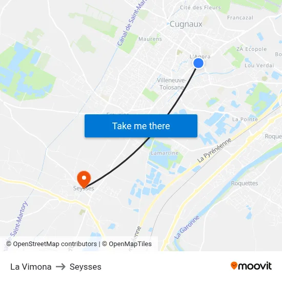 La Vimona to Seysses map