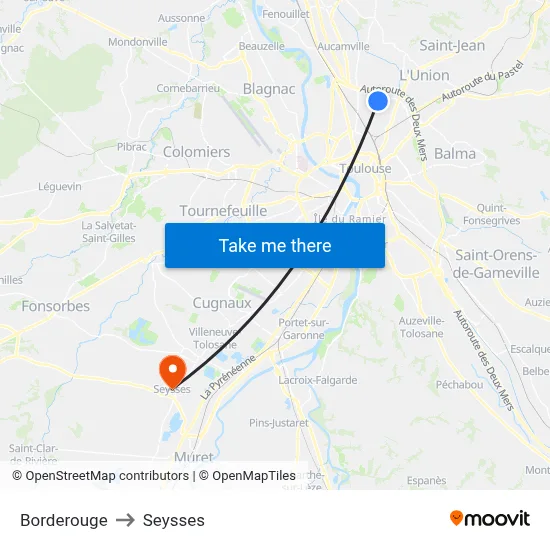 Borderouge to Seysses map
