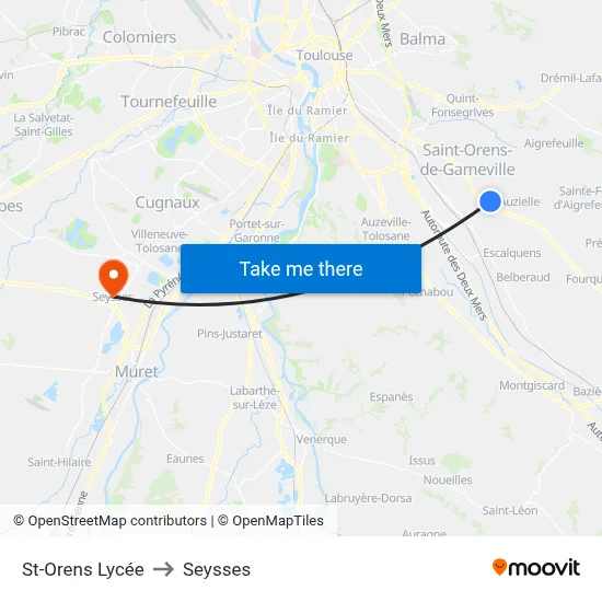 St-Orens Lycée to Seysses map