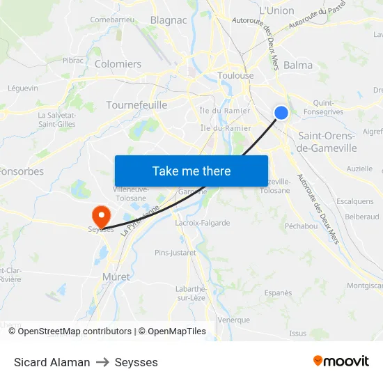 Sicard Alaman to Seysses map