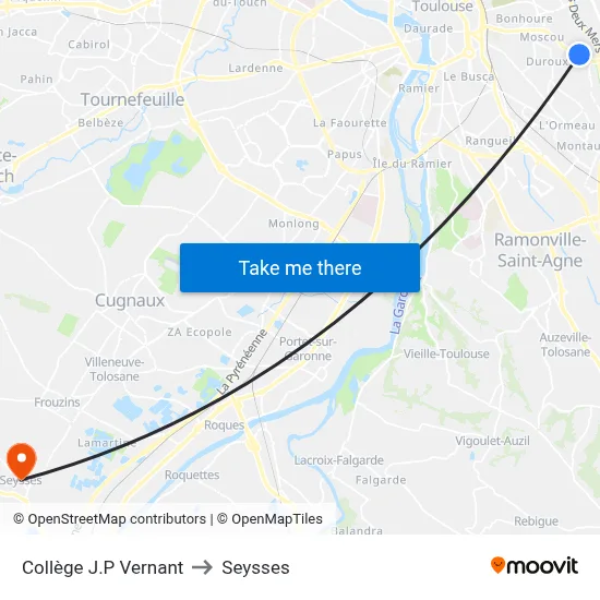 Collège J.P Vernant to Seysses map