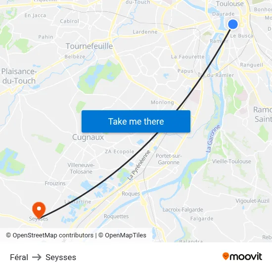 Féral to Seysses map