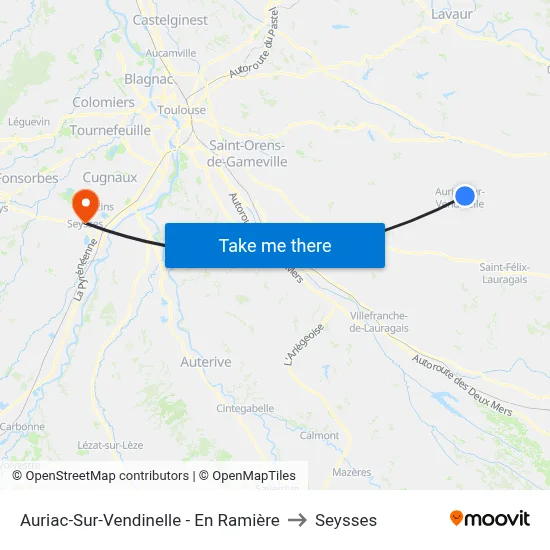 Auriac-Sur-Vendinelle - En Ramière to Seysses map