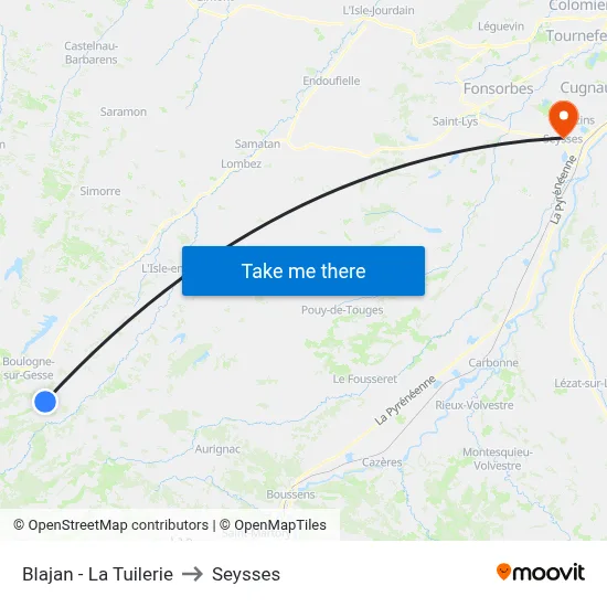 Blajan - La Tuilerie to Seysses map