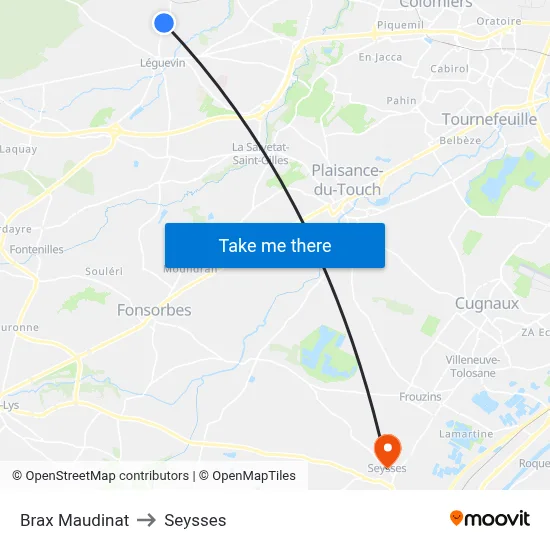 Brax Maudinat to Seysses map