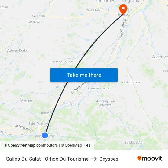 Salies-Du-Salat - Office Du Tourisme to Seysses map