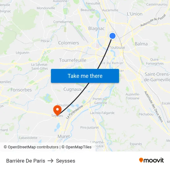 Barrière De Paris to Seysses map