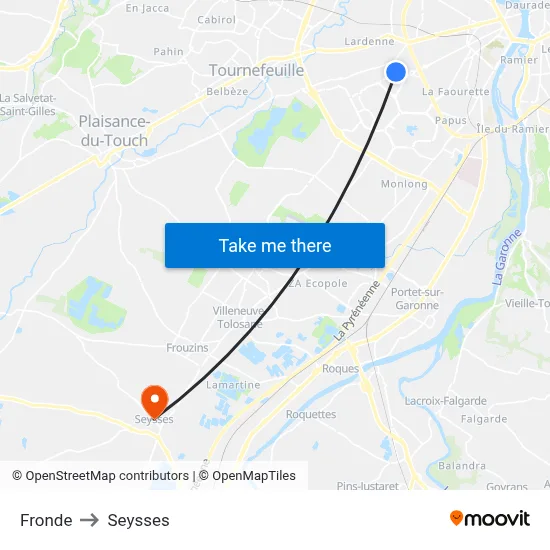 Fronde to Seysses map