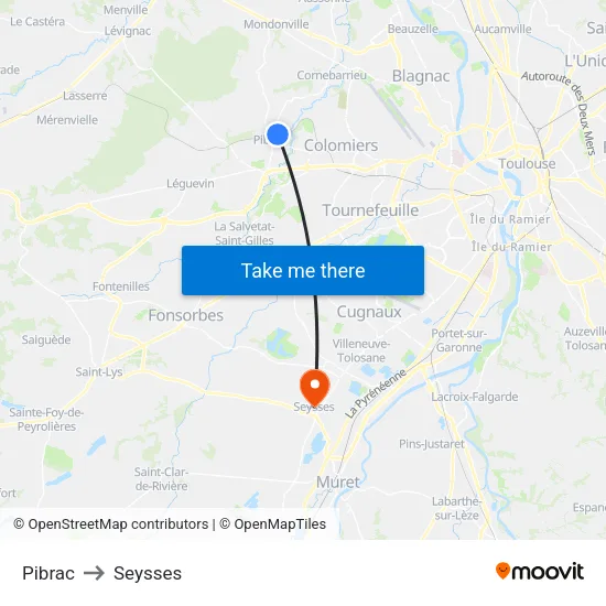 Pibrac to Seysses map