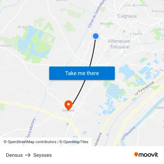 Densus to Seysses map