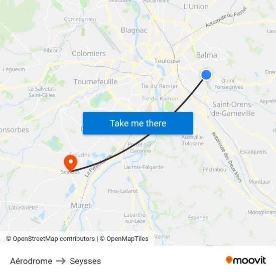 Aérodrome to Seysses map