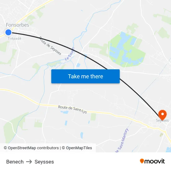 Benech to Seysses map