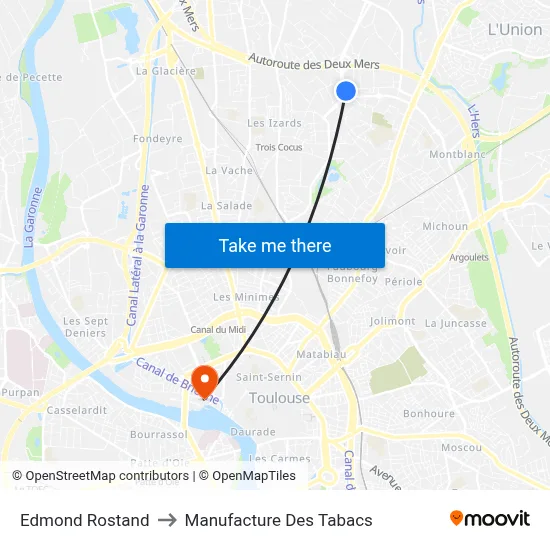 Edmond Rostand to Manufacture Des Tabacs map