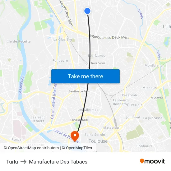 Turlu to Manufacture Des Tabacs map