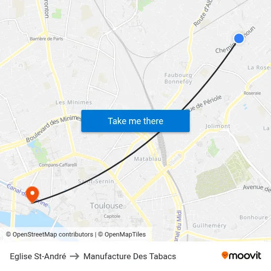 Eglise St-André to Manufacture Des Tabacs map