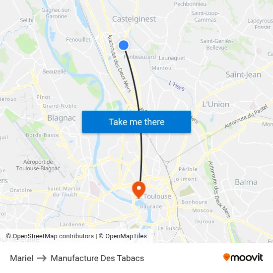 Mariel to Manufacture Des Tabacs map