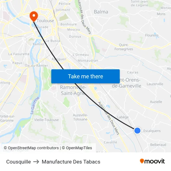 Cousquille to Manufacture Des Tabacs map