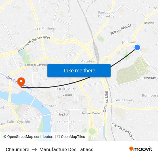 Chaumière to Manufacture Des Tabacs map