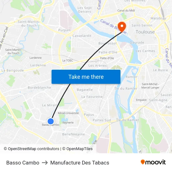 Basso Cambo to Manufacture Des Tabacs map