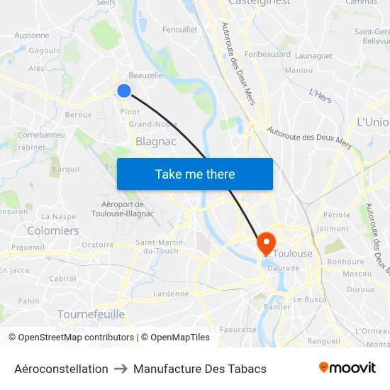 Aéroconstellation to Manufacture Des Tabacs map
