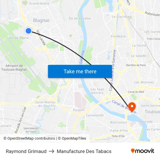 Raymond Grimaud to Manufacture Des Tabacs map