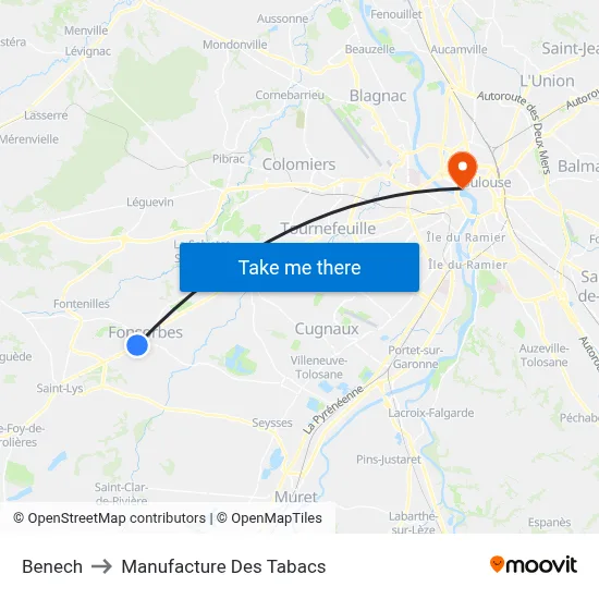 Benech to Manufacture Des Tabacs map