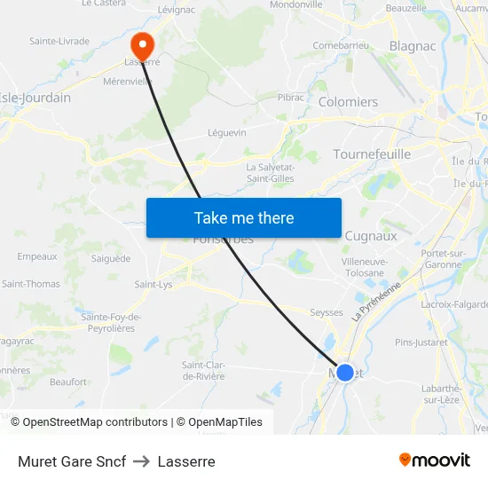 Muret Gare Sncf to Lasserre map