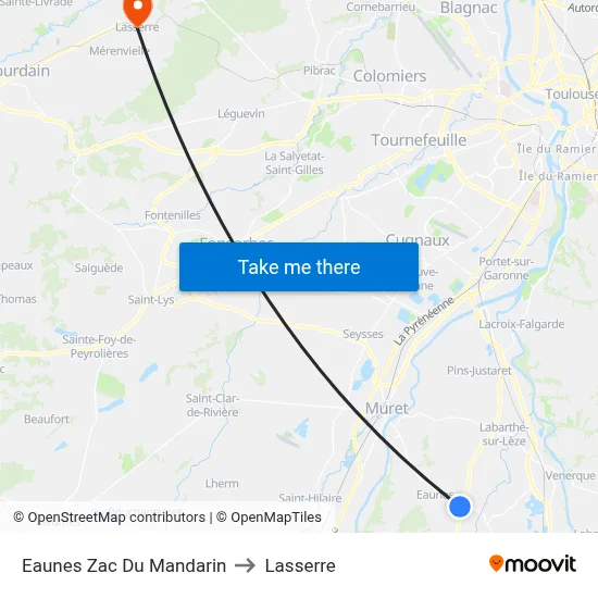 Eaunes Zac Du Mandarin to Lasserre map