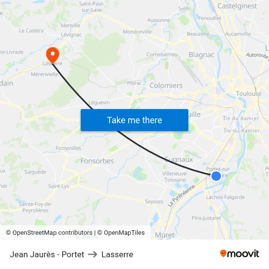 Jean Jaurès - Portet to Lasserre map