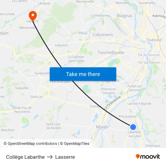 Collège Labarthe to Lasserre map