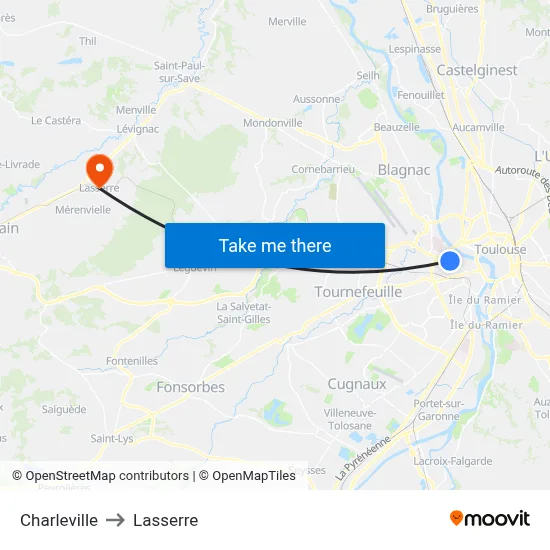 Charleville to Lasserre map