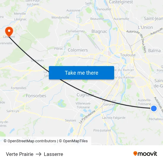 Verte Prairie to Lasserre map