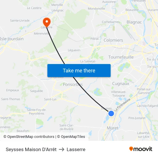 Seysses Maison D'Arrêt to Lasserre map