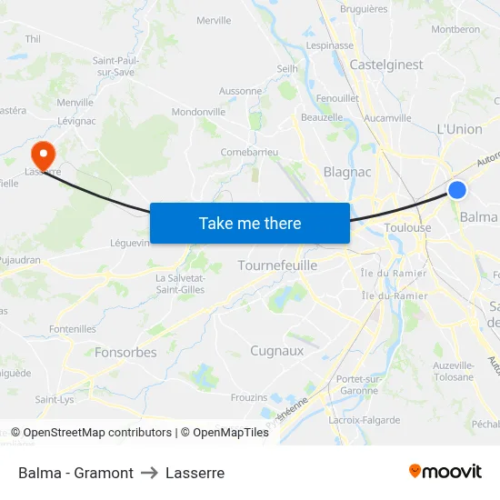 Balma - Gramont to Lasserre map